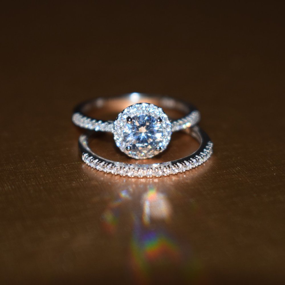 Wedding Ring Set Sterling Silver Ring - Picture 2 of 6